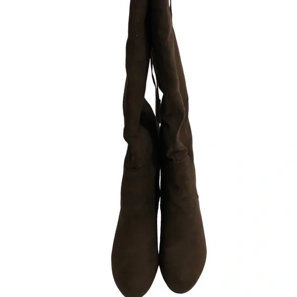 Brown faux suede knee high boots. Sz 6. New - Picture 2 of 4